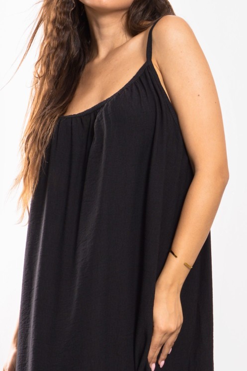 Maxi Wide Frilled Dress - Black