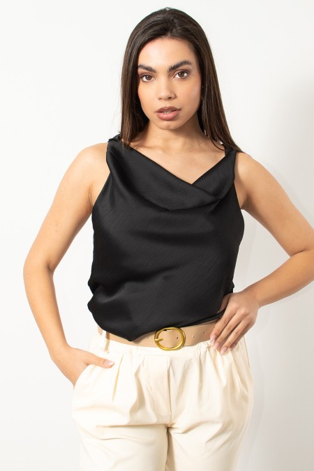 Draped Low Back Top - Black