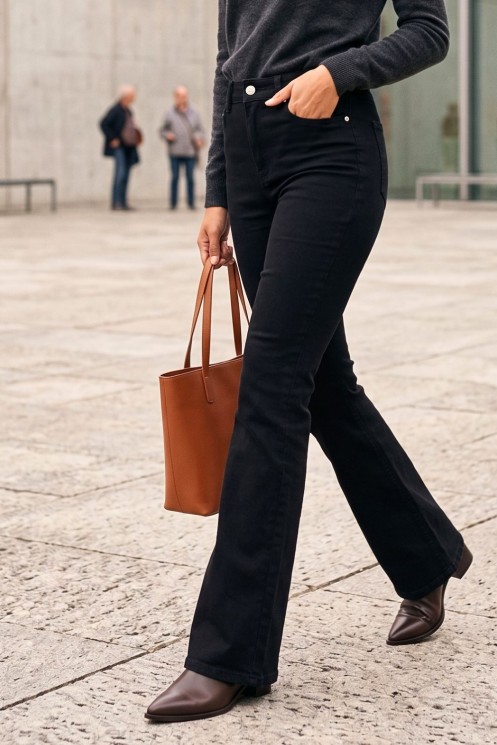Push-Up Flared Jeans - Black