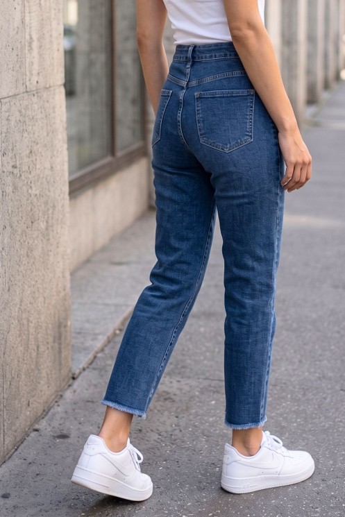 Σκούρο Denim Τζιν με Λάστιχο στη Μέση| Exxes Fashion