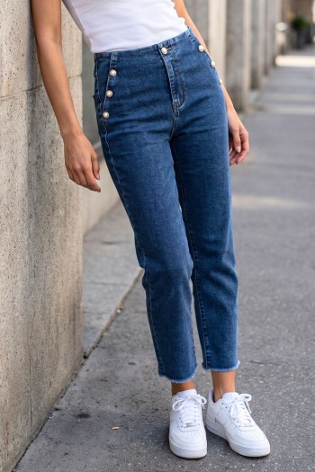 Σκούρο Denim Τζιν με Λάστιχο στη Μέση| Exxes Fashion