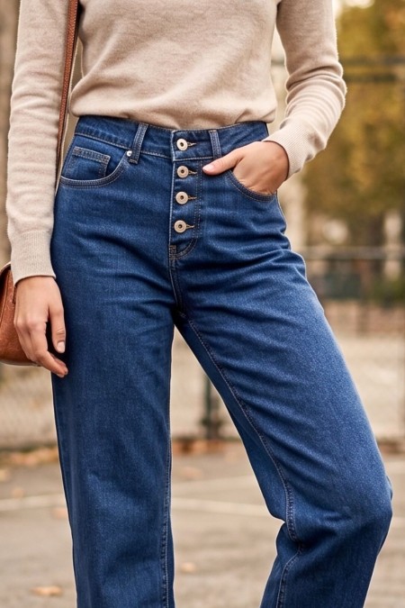 Wide-Leg Trousers with Buttons 2