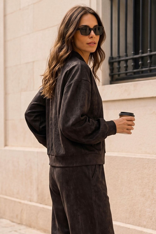 Tracksuit Set with Zip-Up Jacket - Black