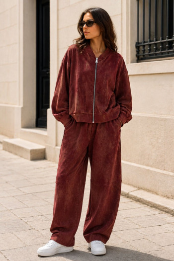 Tracksuit Set with Zip-Up Jacket - Bordeaux