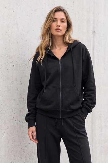 Tracksuit Set with Zip-Up Jacket - Black
