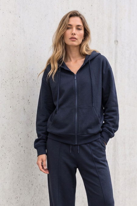 Tracksuit Set with Zip-Up Jacket - Navy Blue