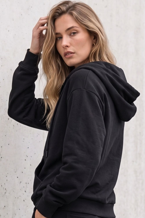 Tracksuit Set with Zip-Up Jacket - Black