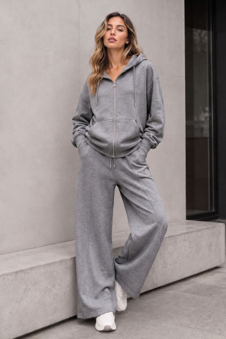 Tracksuit Set with Zip-Up Jacket - Grey