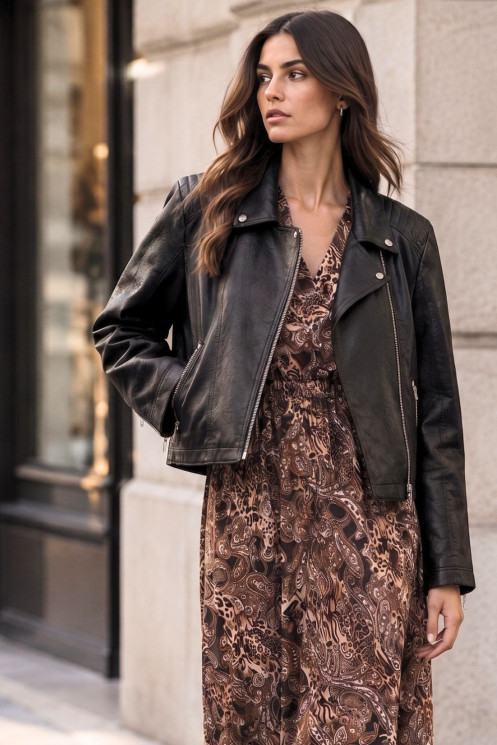 Faux Leather Jacket - Black