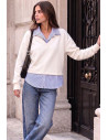 Sweatshirt with Shirt - White