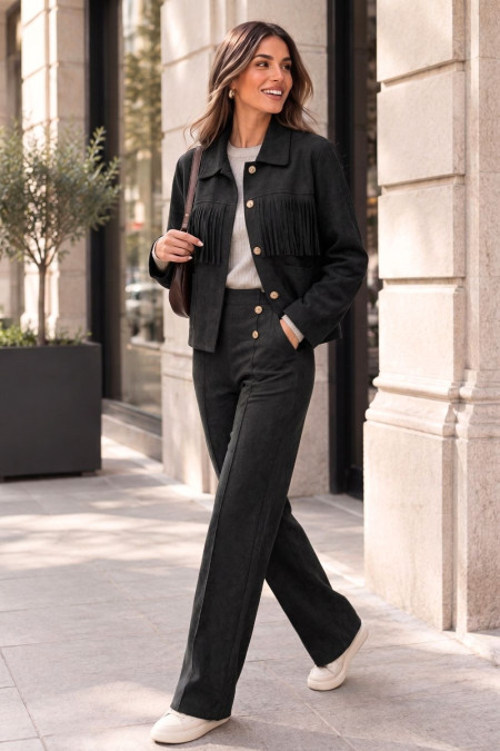 Suede Trousers - Black 2
