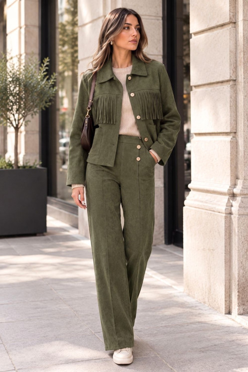 Suede Trousers - Khaki