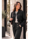 Suede Jacket with Fringe - Black