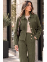 Suede Jacket with Fringe - Khaki