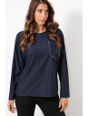 Top with Pocket & Lurex - Navy Blue