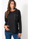 Top with Pocket & Lurex - Black