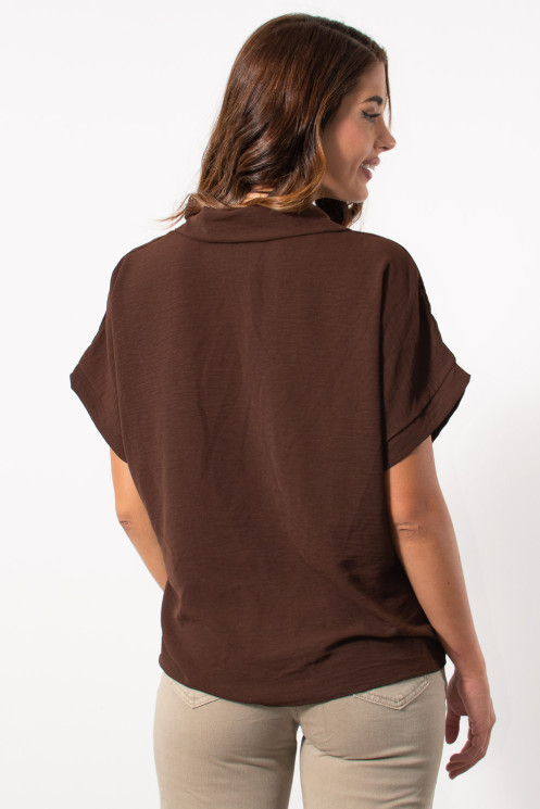 Front Tie Shirt - Brown | Exxes Fashion