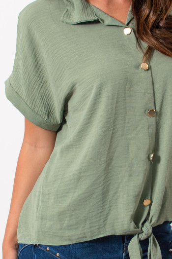 Front Tie Shirt - Khaki | Exxes Fashion