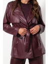 Short Faux Leather Trench - Bordeaux