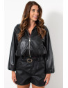 Bomber Faux Leather Jacket - Brown | Exxes Fashion