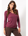 Light Knit Top with V Neck - Bordeaux | Exxes Fashion