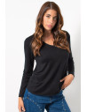 Light Knit Top with V Neck - Bordeaux | Exxes Fashion