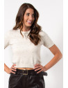 Short Sleeve Top with Pearls - White| Exxes Fashion