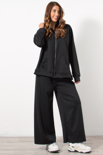 Tracksuit Wide Leg Pants - Black | Exxes Fashion