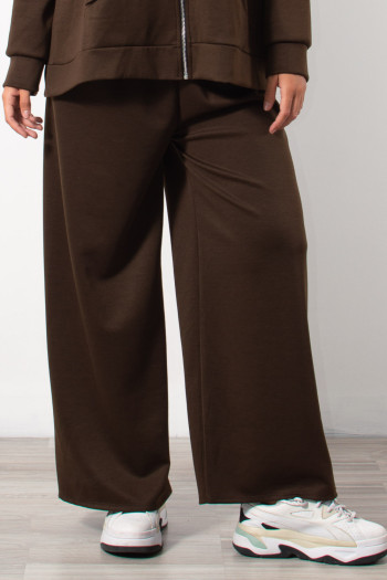 Tracksuit Wide Leg Pants - Brown | Exxes Fashion