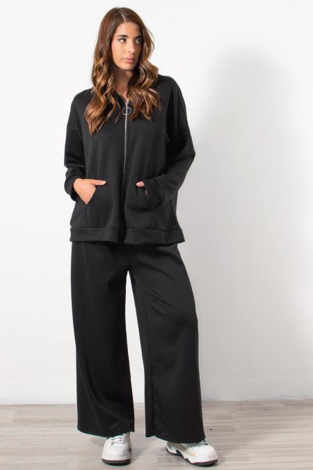 Tracksuit Zip Hoodie - Black | Exxes Fashion 2