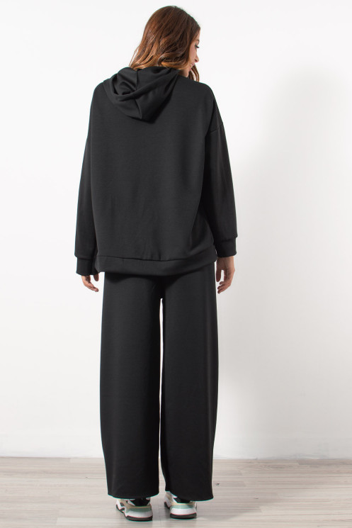 Tracksuit Zip Hoodie - Black | Exxes Fashion