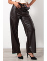 Faux Leather Trousers Straight - Brown | Exxes Fashion
