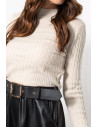 Πλεκτό Crop Τοπ με Λούρεξ - Εκρού | Exxes Fashion