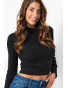 Πλεκτό Crop Τοπ με Λούρεξ - Μαύρο | Exxes Fashion