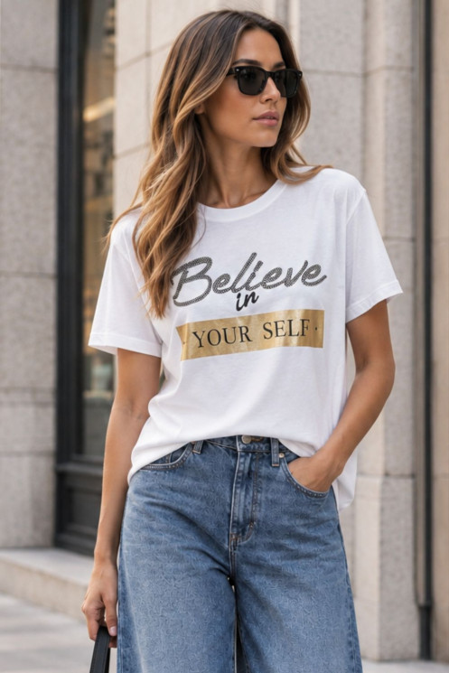 T-shirt Belive - Λευκό