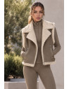 Sleeveless Faux Fur Vest - Beige