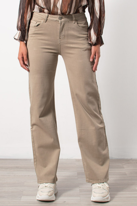 Wide Leg Trousers - Beige