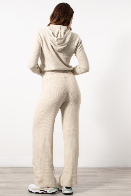 Knitted Cardigan & Trousers Set - Cream 2