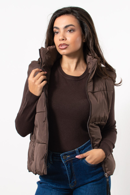 Sleeveless Jacket - Brown