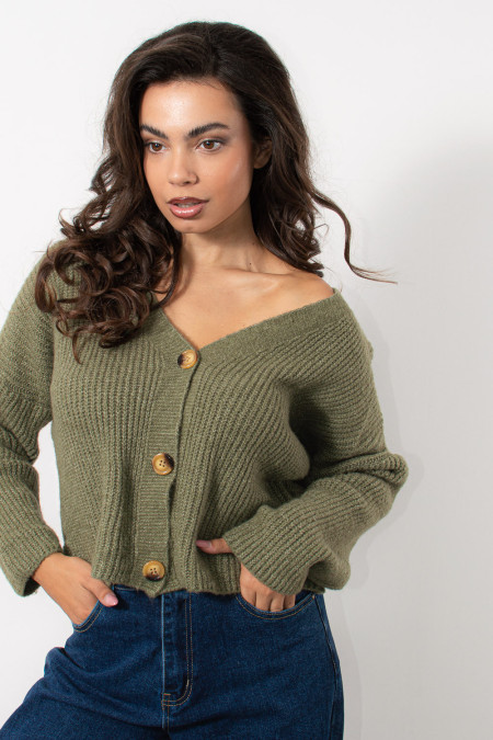 Knitted Cardigan - Khaki