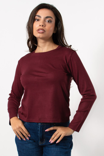 Long Sleeve Basic Top - Bordeaux