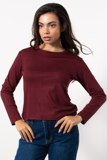 Long Sleeve Basic Top - Bordeaux