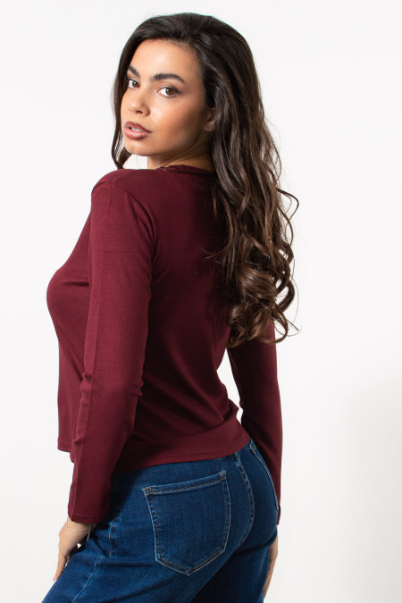 Long Sleeve Basic Top - Bordeaux 2