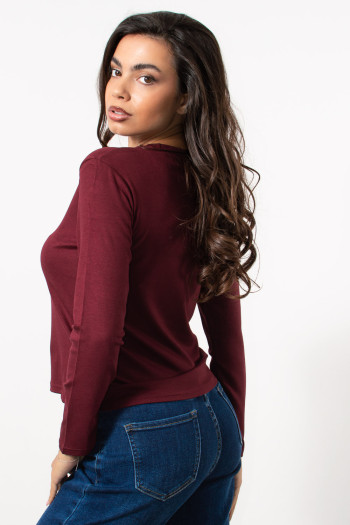 Long Sleeve Basic Top - Bordeaux
