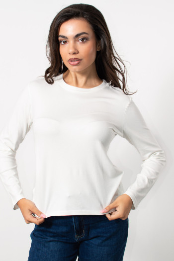 Long Sleeve Basic Top - White