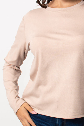Long Sleeve Basic Top - Beige