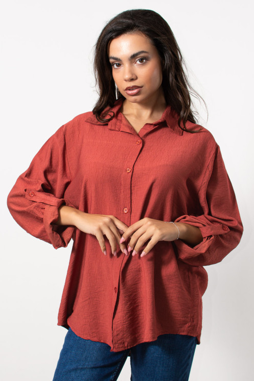 Oversized Shirt - Burnt Orange| Exxes Fashion