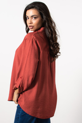 Oversized Shirt - Burnt Orange| Exxes Fashion