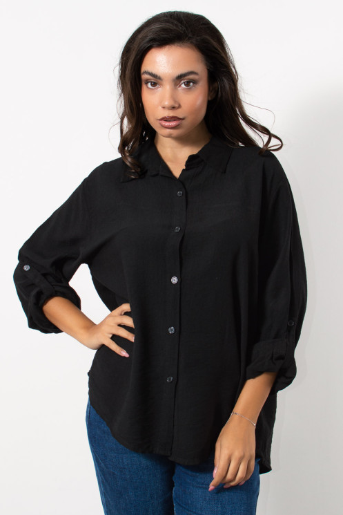 Πουκάμισο Plus Size - Μαύρο | Exxes Fashion