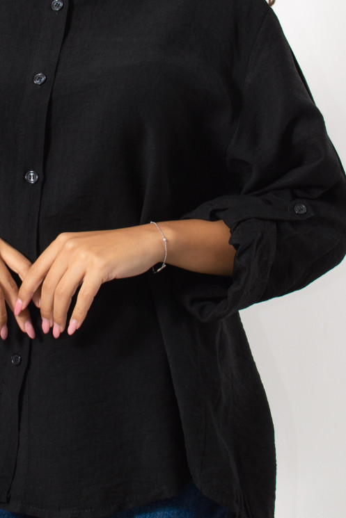 Oversized Shirt - Black | Exxes Fashion